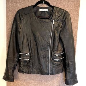 mango black leather moto jacket